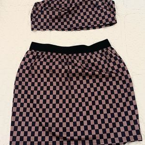Plus Checkerboard Tube Top and Skirt from SHEIN. It is actually new.
